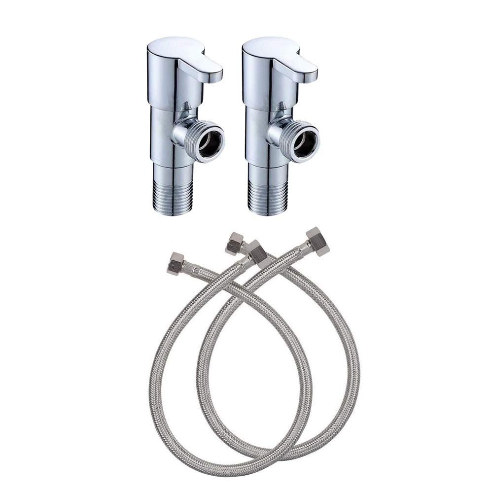 ZAP High Grade Brass Angle Cock/Valve of Brass for Bathroom/Kitchen with Connection Pipe Set of 2 (B08NXT45B8) Amazon Price History, Amazon Price Tracker