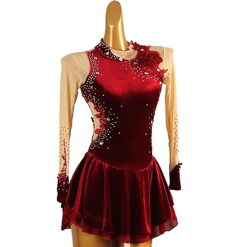 UNIQORALE Vestido de patinação artística feminino de alta elasticidade para competição de patinação