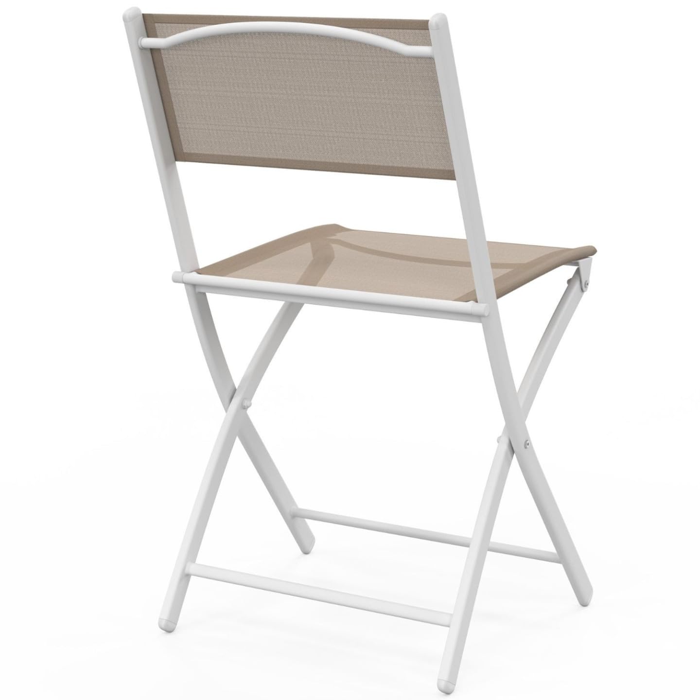 IDMarket - Lot de 6 chaises de Jardin Pliantes Bastia métal et textilène Blanc et Beige