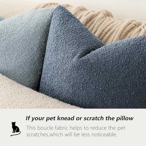 Image of Foindtower Pack of 2 Textured Boucle Throw Pillow Covers Accent Solid Decorative Lumbar Pillow Cases Cozy Couch Cushion Case for Chair Sofa Bedroom Living Room Home Decor 12x20 Inch Dark Blue