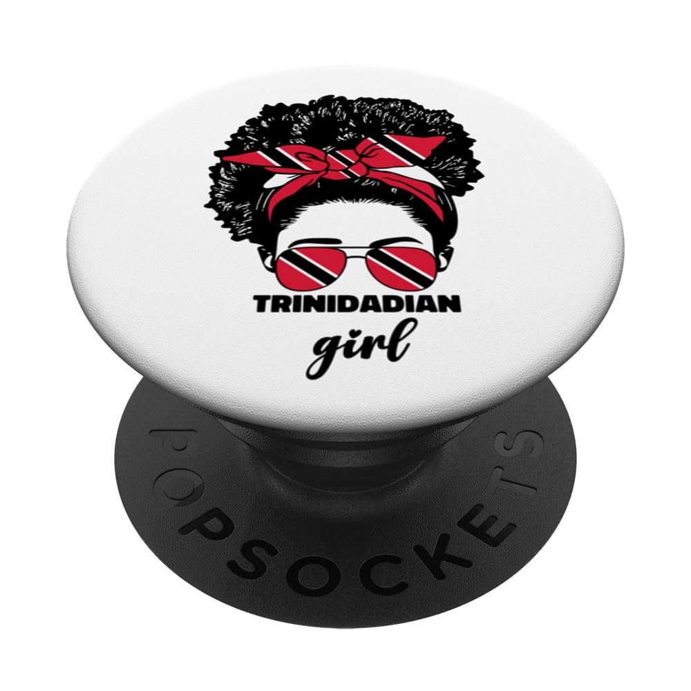 Trinidadian Girl Trini Trinidad and Tobago Flag Girls Cute PopSockets Swappable PopGrip, Black