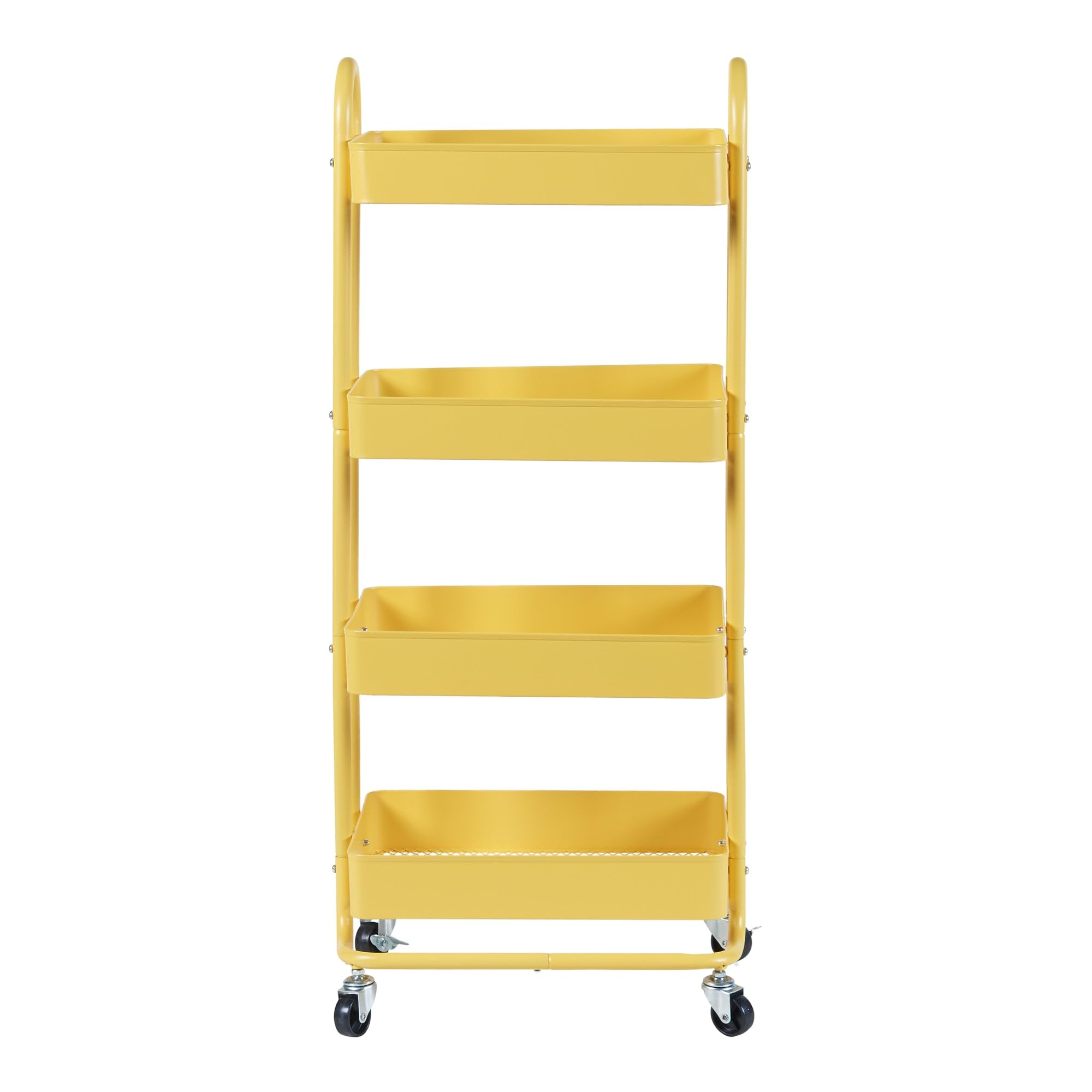 Chariot de Service desserte Cuisine Salon Meuble de Rangement à 4 paniers Acier 104 x 46 x 35 cm Jaune 03_0009236