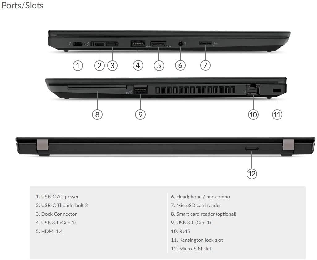 Lenovo Thinkpad T490 Business Laptop, PC portatile da 14 pollici, Intel Core i7-8665U, 16 GB RAM, SSD da 256 GB, tastiera US QWERTY Windows 11 Pro (ricondizionato)