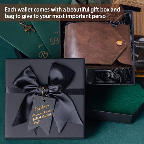 Vintage Handmade Leather Wallet, Multifunctional Compact Wallet, Leathers Business Card Holder,Handmade Leather Wallet for Men with Pen Slot (brown_2pcs)2