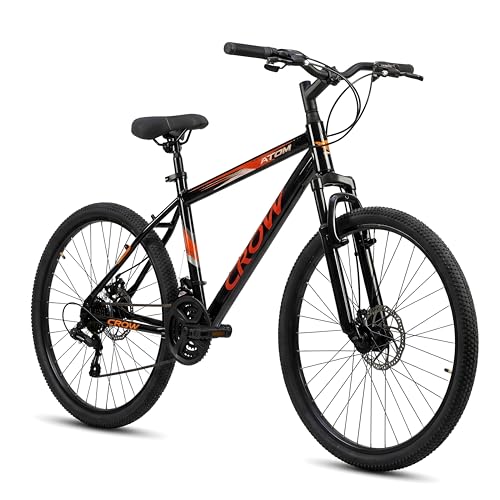 Image of CROW - Atom 21 Speed Gear Cycle | 26 inch T Cycle for Boys 12 to 15 Years | Bicycle for Men Adult | Mountain Bike with Front Suspension & Dual Disc Brakes| Unisex MTB Cycle for Men |