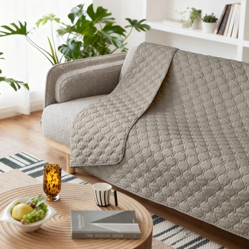 Image of gogobunny 3X Stronger Waterproof Pet Blanket, Scratch Proof Furniture Protector for Dogs Cats, Reversible Cover 52x82 Inch, Dark Stone