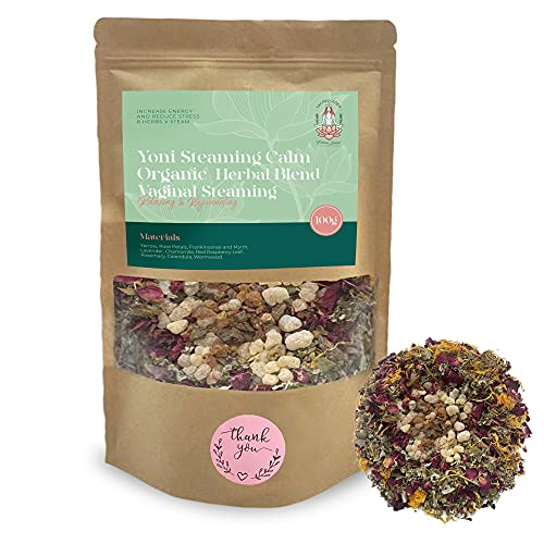 SACRED EDEN Yoni Steam Herbs â€“8 Herb Vaginal Steam Blend â€“ for Fertility, V Cleanse, Calming, Relaxation & Rejuvenation â€“ Organic Fragrant V Steam Herbs for Yoni Steam Seat â€“ 100g
