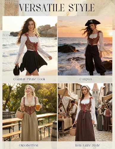 Image of Scarlet Darkness Corset Tops for Women Renaissance Underbust Corset Boned Lace Up Corsets