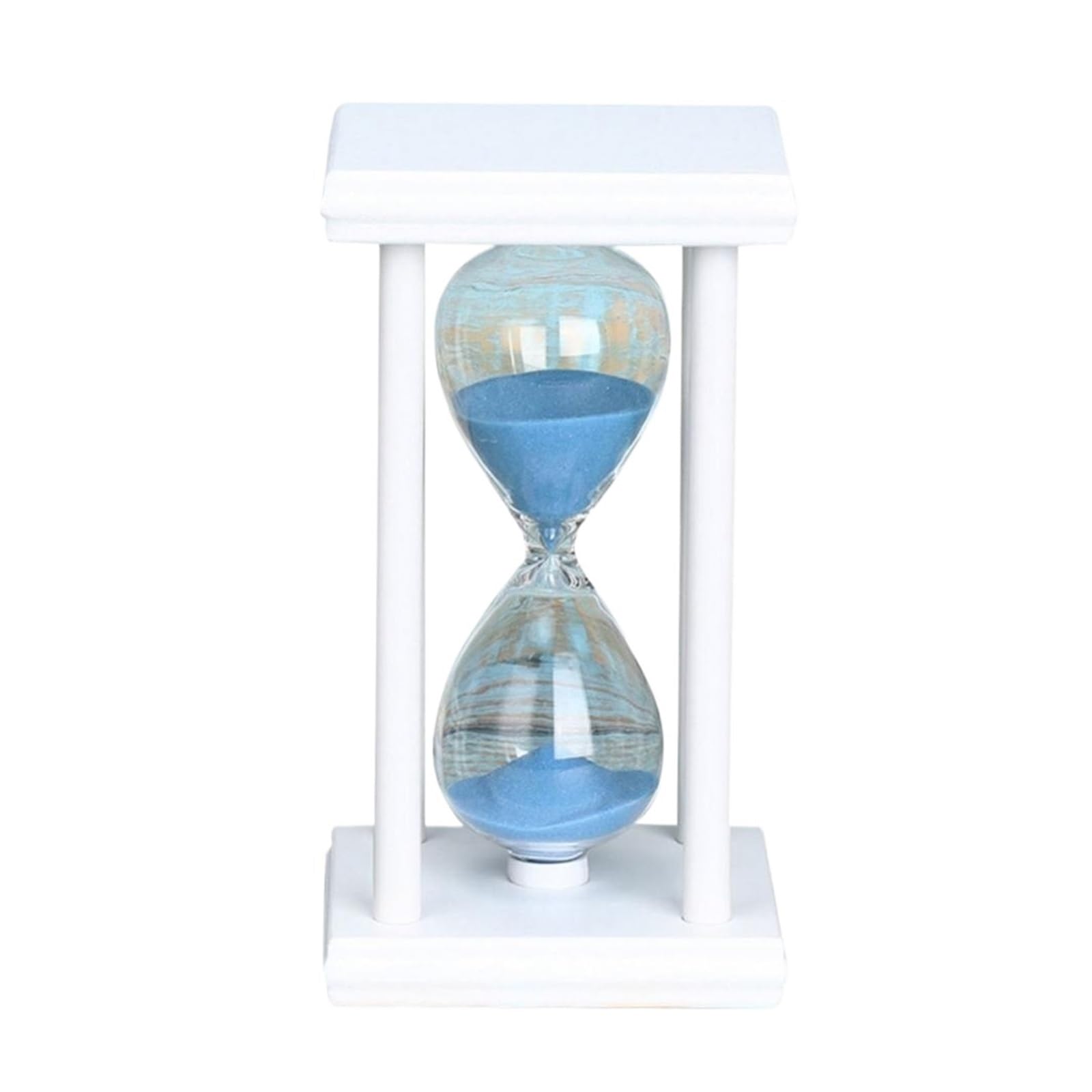 Sanduhr Uhren Sanduhren Timer Sanduhr Holz Sanduhr Geschenk Desktop Ornamente Dusche Timer Küche Schule Wohnkultur(White Blue 60 Min)