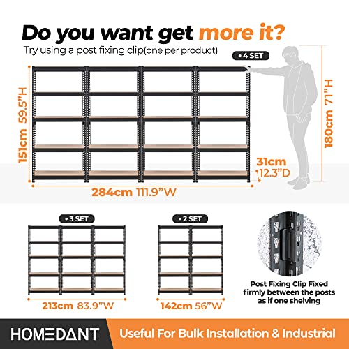 Homedant 5 Tier Laminated Metal Shelving Unit Adjustable Garage Storage Utility Rack Heavy Duty Shelves Organization Multipurpose Shelf Warehouse Basement Shed Pantry 28" W X 12.3" D X 59.5" H 1Pack #TOP6