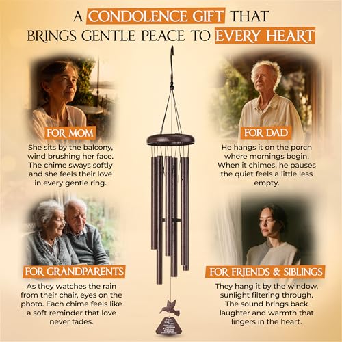 Image of 32 Inch Hummingbird Memorial Wind Chimes Outdoor, Sympathy Gifts for Loss of Loved One, Memorial Gifts for Loss of Mom, Sympathy Wind Chimes for Mother, Father, Brother, Sister