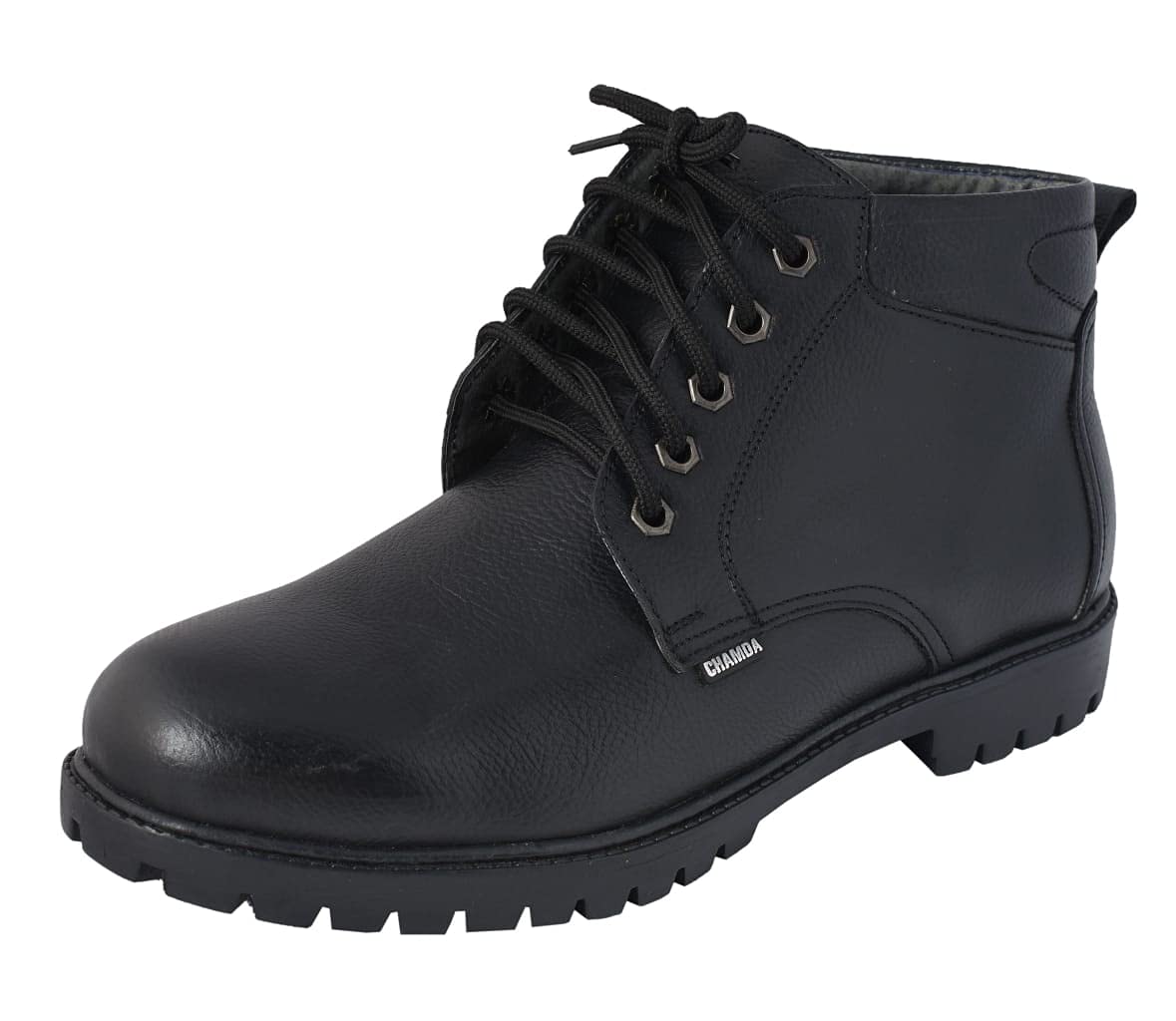 CHAMDAPure Leather Black Casual Ankle Boots for Men