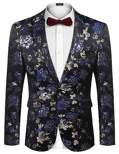 COOFANDY Mens Floral Tuxedo Jackets Slim Fit Suit Blazer Jacket for Wedding Dinner Prom