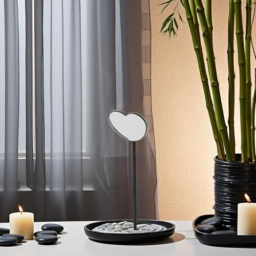 Espejo de maquillaje para extensiones de pestañas en forma de corazón miniatura 4