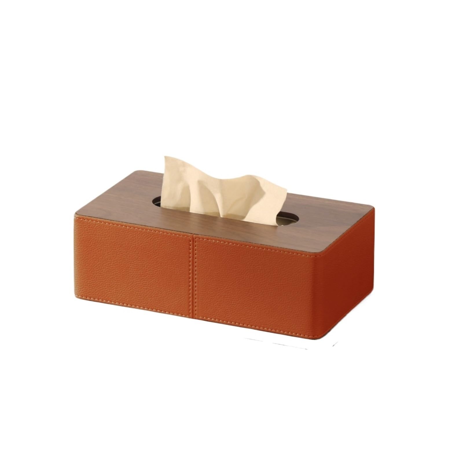 Tissue Case Light Luxury Creative Rectangular Living Room Paper Box Leather Magnetic Desktop Tissue Cover Tissue Dispenser(Orange)
