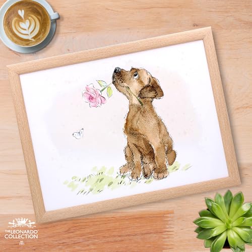 The Leonardo Collection Knietablett im Papierschuppen-Design, Hund mit Rose, mit Sitzsack zum Servieren von Gerichten, schöne Knietabletts zum Essen auf dem Schoß zum Abendessen oder zum Atmen | neu