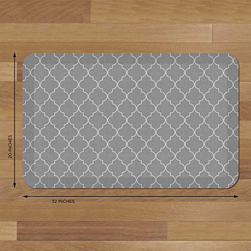 Newlife By Gelpro Anti-Fatigue Designer Comfort Kitchen Floor Mat, 20X32”, Trellis Grey Resistant Surface With 3/4” Thick Ergo-Foam Core For Health And Wellness #TOP5