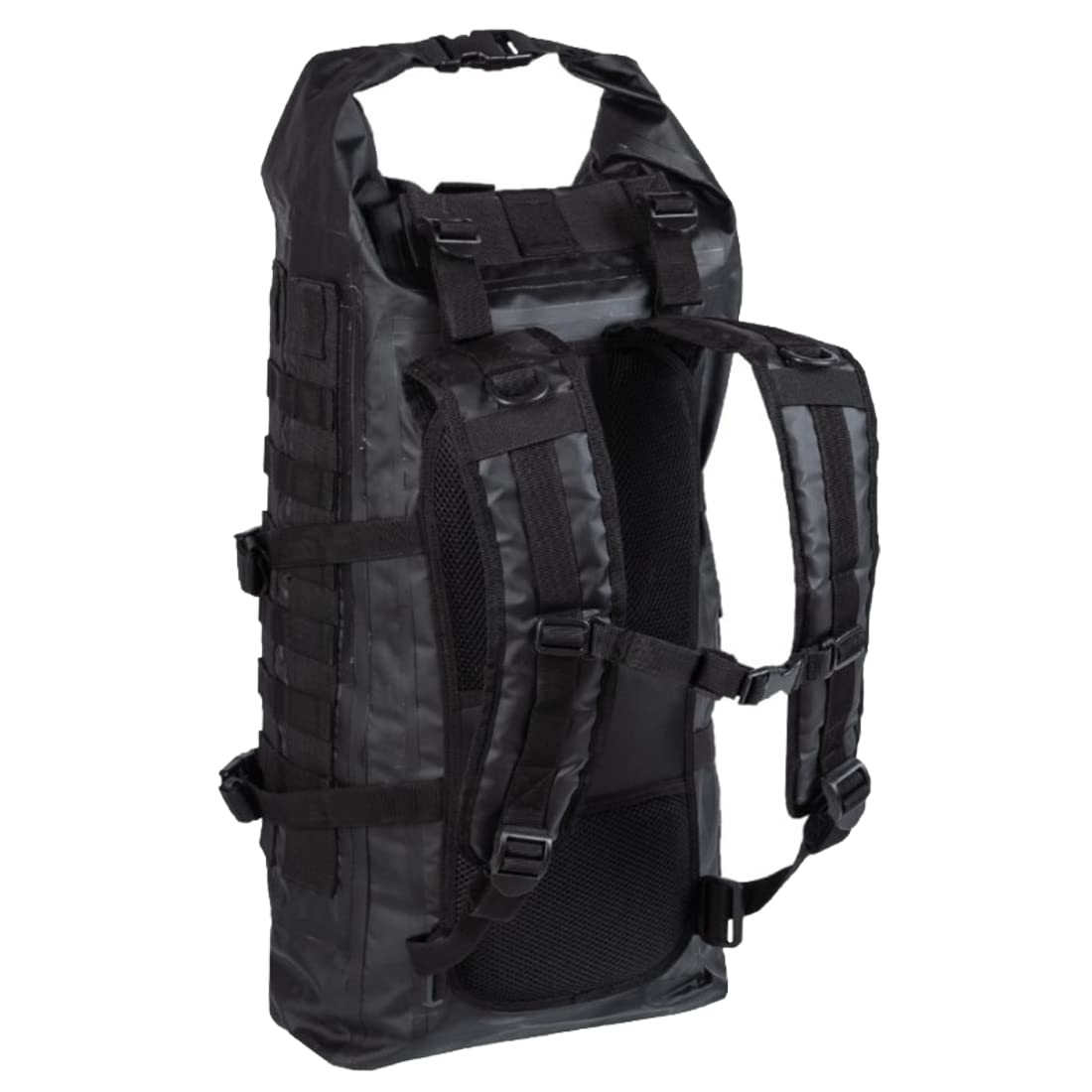 BLACK TACTICAL BACKPACK SEALS DRY-BAG | Mochila 40L estanca seca impermeable Roll-Top Mochila impermeable para trekking nadar kayak deportes acuaticos BLACK