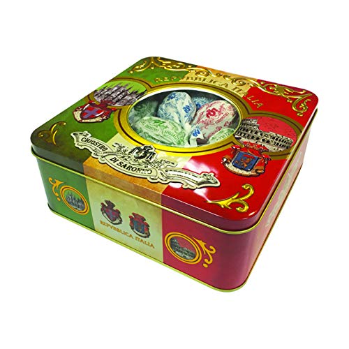 Amaretti Del Chiostro Crunchy Amaretti Cookies Italian Flag Expo Gift Tin 5.3oz