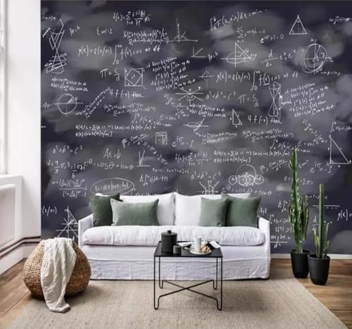 XLMING Pizarra Dibujado A Mano Blanco Y Negro Fórmula Matemática Creativo 3D Papel Pintado Pared Premium Textura Seda Estudio Comedor Vinilos Dormitorio Sofás TV Cocina-150cm×105cm