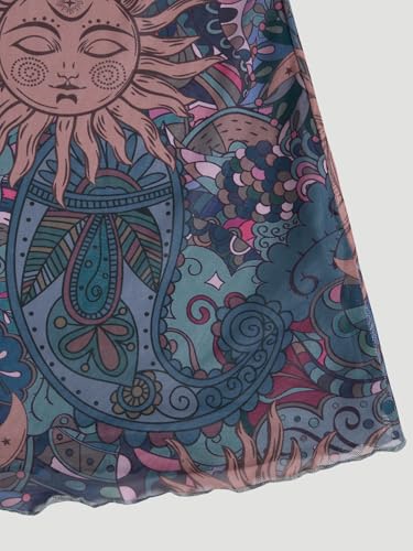 Image of Milumia Women's Summer Mini Dress 90s Boho A Line Mesh Short Dresses | Spaghetti Strap,Sleeveless,Vintage,Paisley Print,Festival Outfits,Cowgirl,Y2k,Goth,