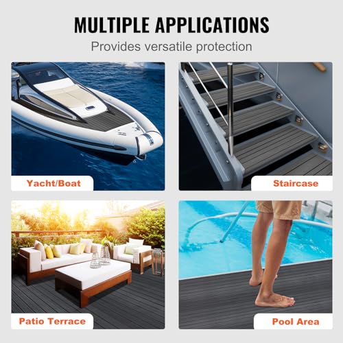 VEVOR Boat Flooring, EVA Foam Decking 94.5" x 23.6", Non-Slip Self-Adhesive, 15.5 sq.ft Marine Carpet for Yacht, Pontoon, Kayak Decking