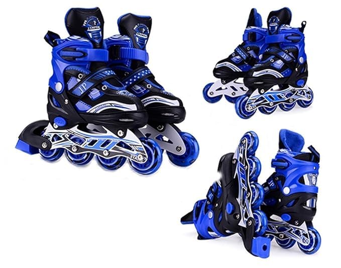Image of Inline Skating Shoes for Kids - Adjustable Skating Shoes Inliner 4 Wheeler Roller SkatingShoes | InlineSkates for Boys 10 to 14 Years with Liner Boot | SkatingShoes Inline Kit [ Multi Colour ]