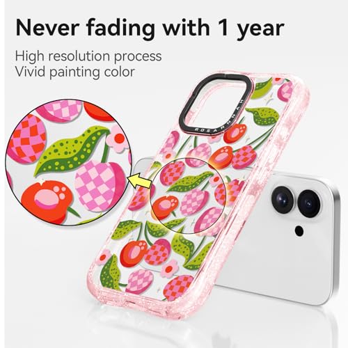 Coque iPhone 6,1" antichoc Rosarnnah rose pailleté à carreaux - 7