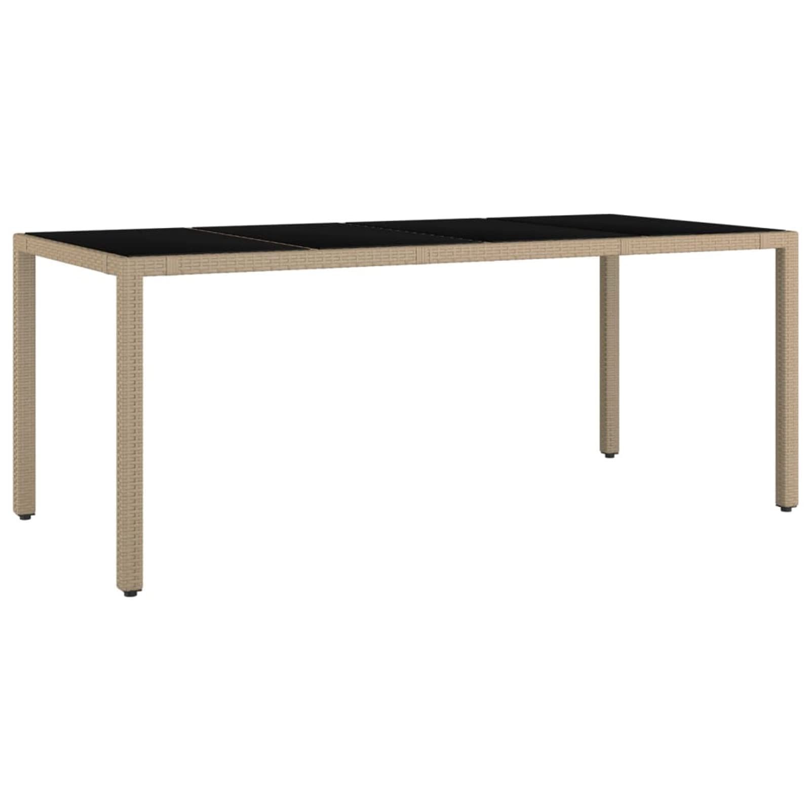 GuyAna Tavolo da Giardino Piano Vetro Beige Polyrattan Vetro Temperato,Tavolo da Giardino,Tavolo Giardino,Tavolo da Esterno(SPU:319556)
