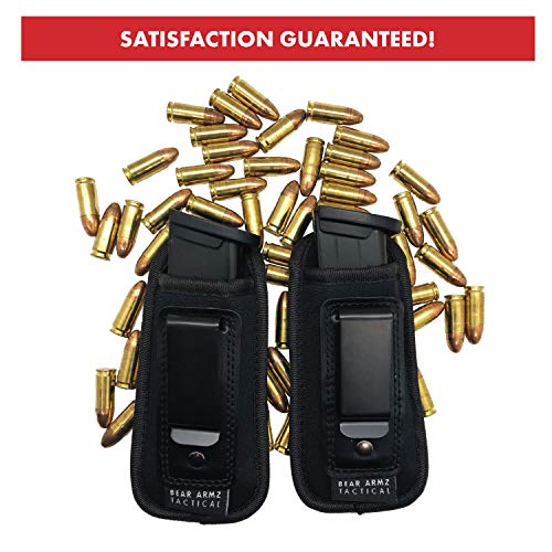 Universal IWB Magazine Holster | American Company | Mag Pouch Compatible with Glock 17 19 43 Sig P320 S&W M&P Shield | 6-21 Round Pistol Mags 9mm .40 .45 | Gun Ammunition Holsters | Handgun Ammo (1) - Thumbnail 3