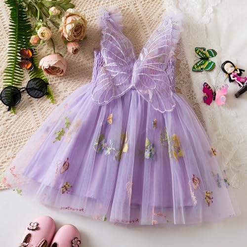TTYAOVO Baby Girls Tulle Dress Butterfly Birthday Party Dresses4