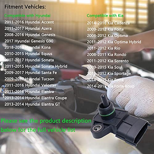 KEJSTED 39300-2B000 Manifold Absolute Air Pressure Map Sensor Fits for Hyundai Accent Sonata Santa Fe Azera Equus Tucson Genesis Elantra Kia Cadenza Optima Rio Forte Rondo Soul Sportage 39300-2B100 - Thumbnail 6