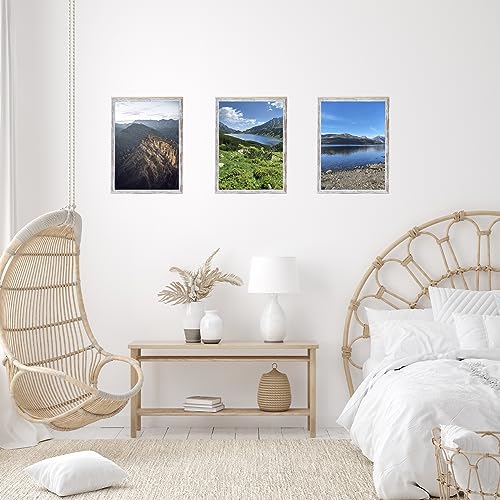 Image of JCJMY 10x14 inch Picture Frame, Horizontal and Vertical Formats for Wall Hanging, 10 x 14 Wall Gallery Poster Photo Frame with Shatter Resistant Plexiglass,Rustic White