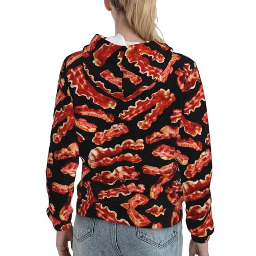 Sweat à capuche imprimé bacon pull graphique avec poche douce
