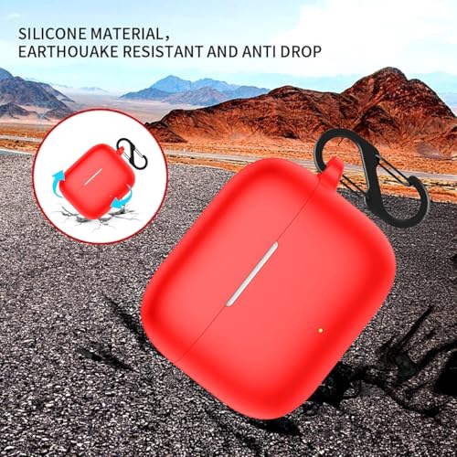 Image of Anvique Silicone Protective Case Cover for Oppo Enco Buds 3 Pro, Earbuds Accessories (Red S)
