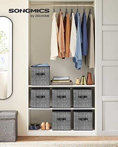 Songmics 59-Inch Portable Closet And 6-Pack Fabric Bins Bundle, Closet Storage Organizer With Foldable Storage Boxes, Easy Assembly, Black Ulsf03H And Urob026B01 #TOP2