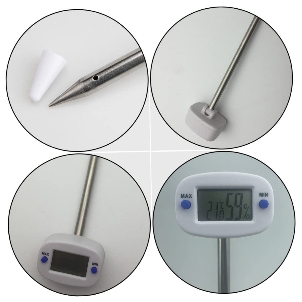 Sosoport 3pièces Thermomètre De Sol avec Testeur Humidité Température Outil De Jardinage Pratique pour Culture Saine Design Portable Et Léger avec Allongée