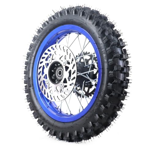 80/100-12 3.00-12 Tire Tube With Blue Rim,12\" Rear 15mm Axle Rim Wheel With Brake Rotor and 428 41T Sprocket For Apollo SSR 50cc 125cc XR CRF Dirt Pit Bike Tao Kayo TSD 110 TD 125 - Thumbnail 6