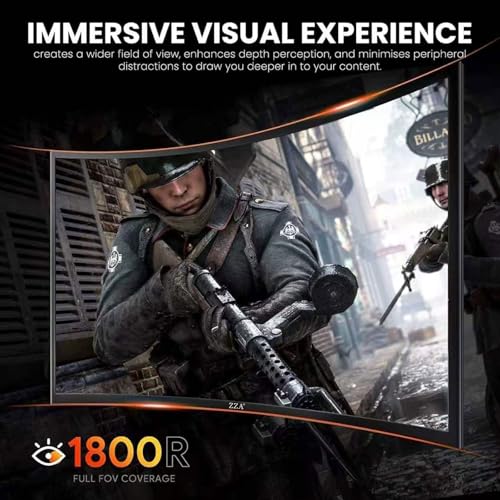 Image of ZZA 27'' 280Hz 240Hz Gaming Monitor, Curved Monitor 1800R VA FHD 1080P 1ms, AMD FreeSync Premium, HDR Ready,120% sRGB, HDMI DP, VESA Mountable, Low Motion Blur, Flicker-Free & Low Blue Light