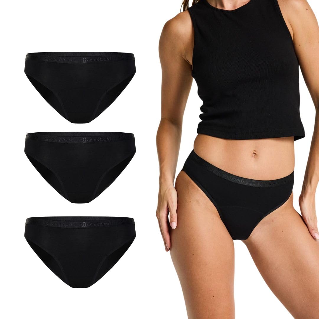 Modibodi Pack 3 Bragas Menstruales Mujer Clásicas Absorción Ligera 20ml Ropa Interior Absorbente Reutilizable Antifugas