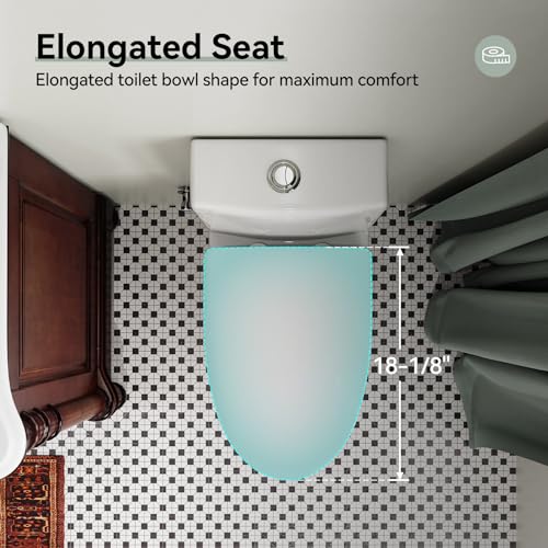 HOROW HR-ST076WD Dual Flush Elongated Toilet with Soft Close Seat, High-Efficiency Supply, Standard Bathroom Toilet 12\" Rough-In, White Finish - Thumbnail 7