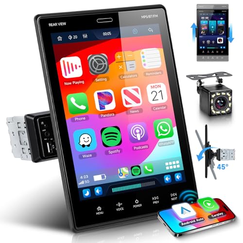 Autoradio 1 Din CarPlay sans fil avec grand écran IPS tactile et Bluetooth