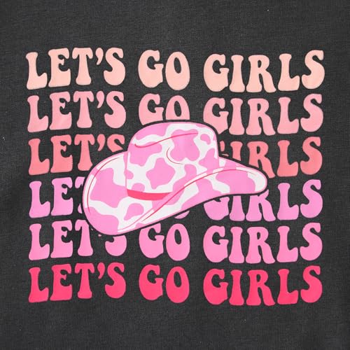 Image of MODNTOGA Toddler Girl Leopard Cowboy Hat Graphic Tshirt Retro Western Cowgirl Shirt Let's Go Girls Print Short Sleeve Tee Top