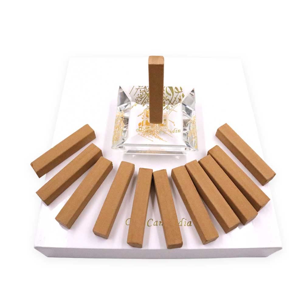 – Bakhoor BoSidin – Luxurious Oud Gift Set with Square Crystal Burner and 12pcs Square Oud – A86