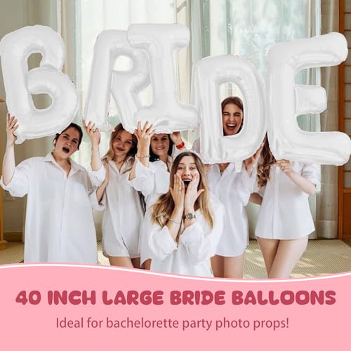Image of 40inch Bride Balloons - Jumbo Bride to Be Balloons for Bridal Shower Bachelorette Party Decorations and Engagement Party Supplies (White)
