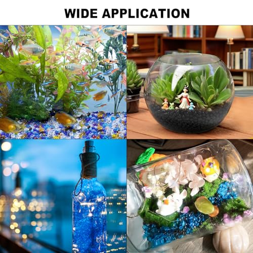 Image of Keedolla 2 lbs /900g Aquarium Fish Tank Gravel Rocks Glass Pebbles Gemstones, Black Glass Stones Vase Filler for Fountain Succulent Plant Decorative Rock Pebble Stone