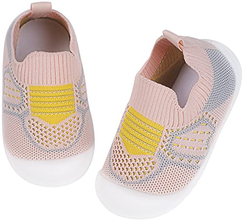 Baby Boys Girls Slippers Breathable Walking Sock Infant Shoes Baby First Walking Shoes Non-Skid with Soft Rubber Sole Toddle Sneaker,Pink-3