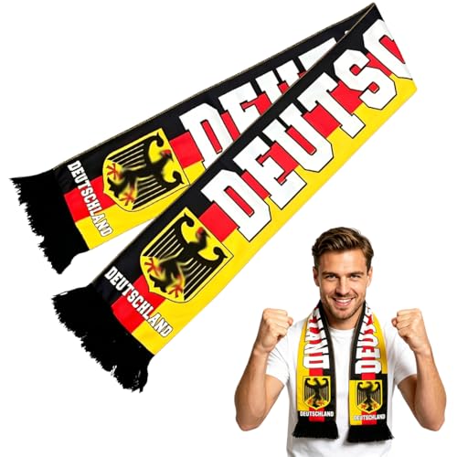 GTJEOI Deutschland Schal Fussball WM 2026 145 x 17 cm Deutschland Fußball Fanschal für Herren Damen Kinder Deutschland Schal mit Fransen Klassischer Fußballschal für Stadion & Public Viewing Party