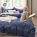 Bedsure Navy Duvet Covers Queen Size - Prewashed Cotton-Like Polyester Duvet Cover, Soft Queen Duvet Cover Set 3 Pieces with Zipper Closure, 1 Duvet Cover 90x90 inches and 2 Pillow Shams