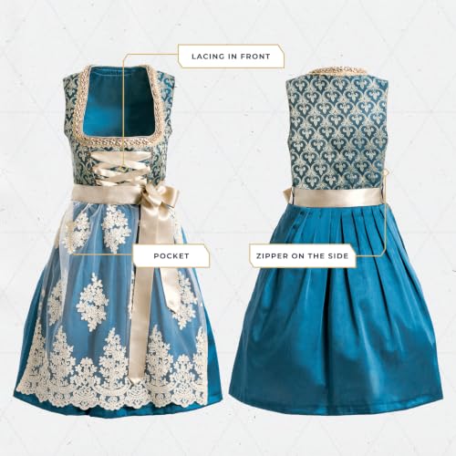 Image of BAVARIA TRACHTEN Dirndl Dress Women German Oktoberfest Blue Without Blouse